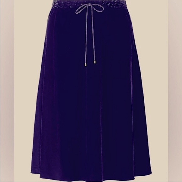 Ralph Lauren Kristayn Velvet Below Knee A-Line Skirt Medium Royal Purple NEW - Picture 4 of 12